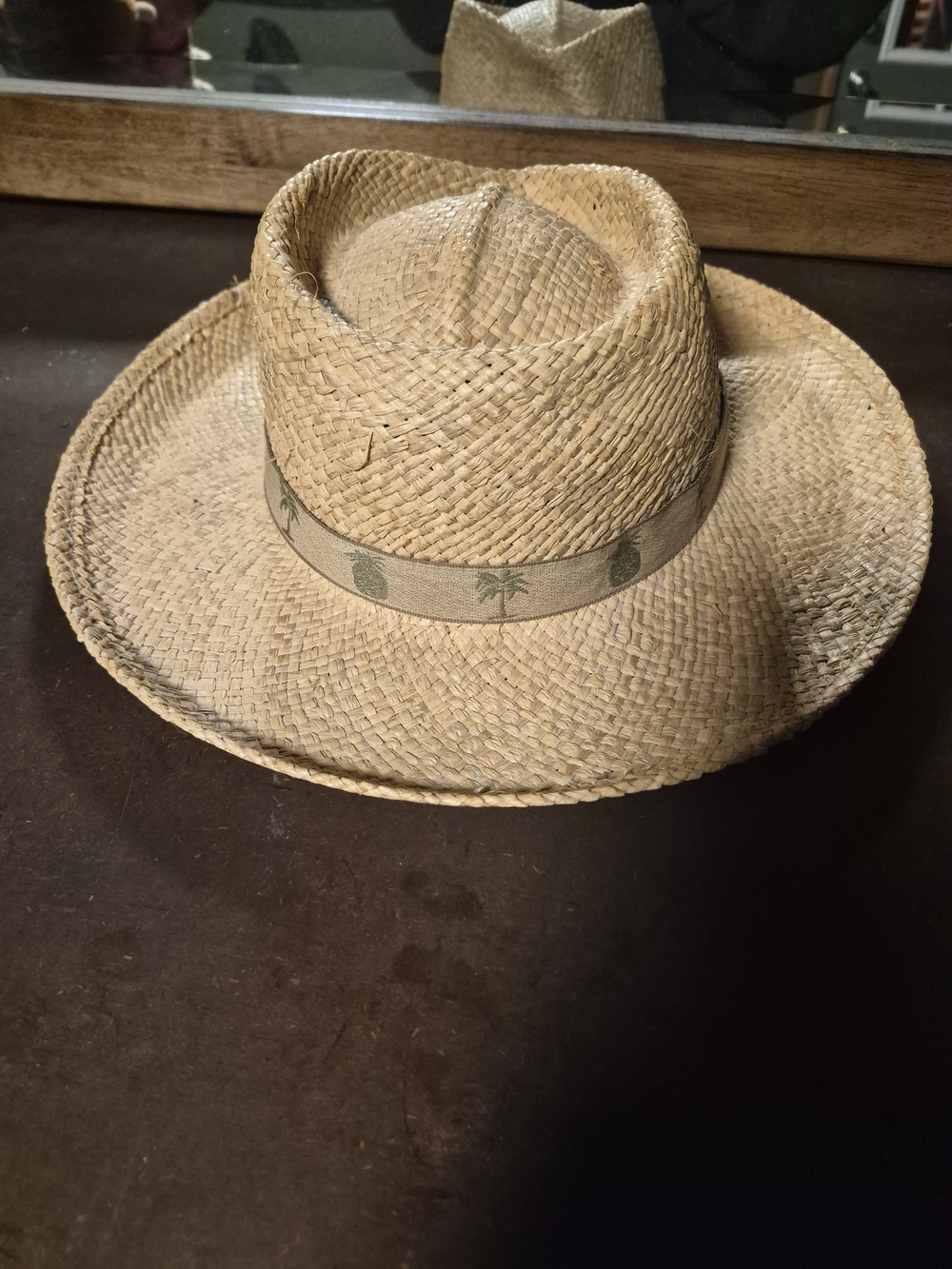 Scala Men's Woven Raffia Gambler Hat with Pineapple Band - Style #321OS Medium